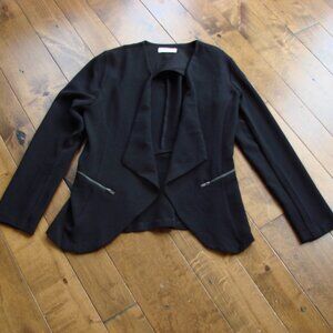 Elodie Black Open Front Blazer Jacket Business Draped Collar Size Medium
